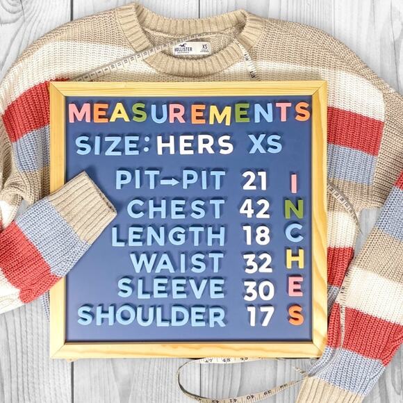 Hollister Cropped Waffle Knit Sweater XS Red Striped Retro Cozy Fall - Picture 9 of 11